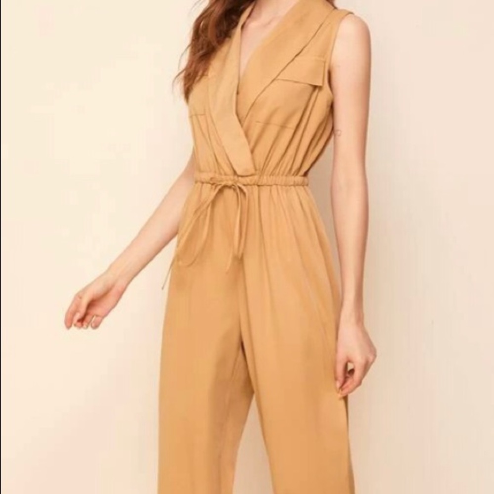 PLT Drawstring waist, Nude jumpsuit.